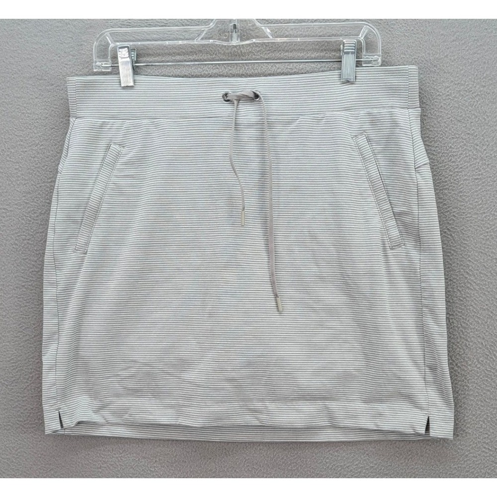 Athleta Skort Gray Striped Drawstring Athletic Go… - image 3
